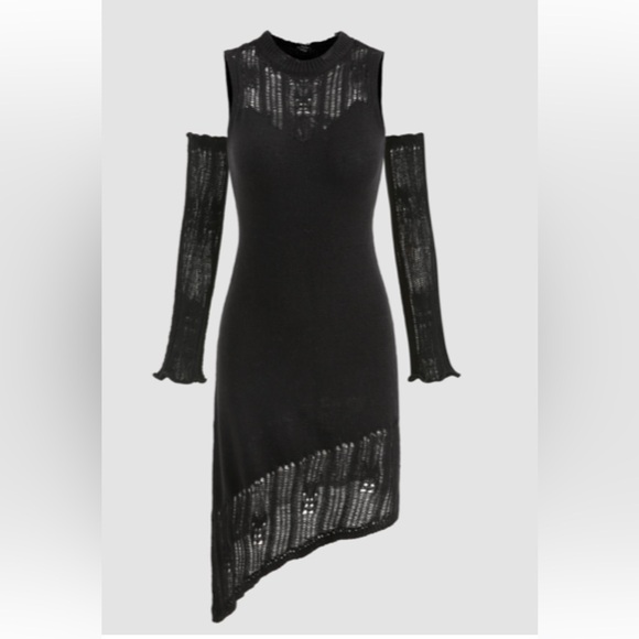 Crochet Ripped Mini Dress With Oversleeves Cider XL - Picture 1 of 12